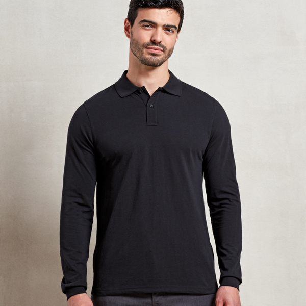 Premier Essential Unisex Long Sleeve Polo Shirt Thumbnail