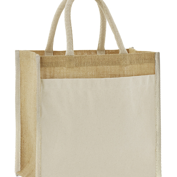 Westford Mill Cotton Pocket Natural Starched Jute Midi Tote Bag Thumbnail