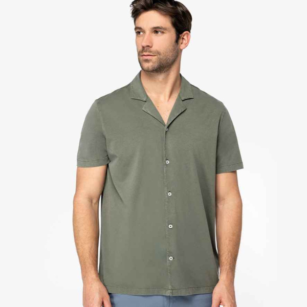 Spasso Jersey Short Sleeve Bowling Collar Shirt Thumbnail