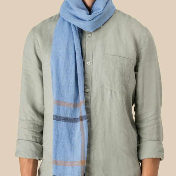 Spasso Blue Double Striped Scarf Thumbnail