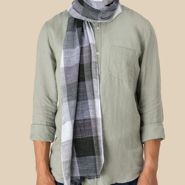 Spasso Greenish Check Scarf Thumbnail