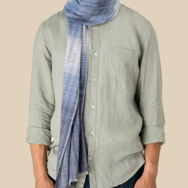 Spasso Blue Classic Check Scarf Thumbnail