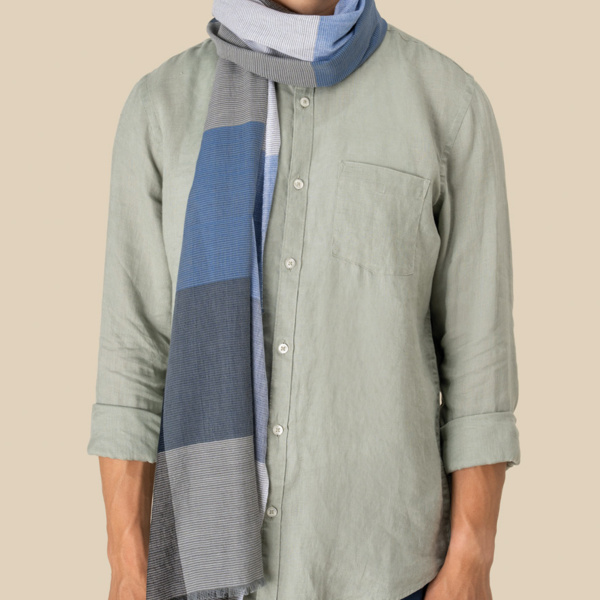 Spasso Blue Check Scarf Thumbnail
