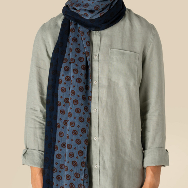 Spasso Blue Garnet Flowers Scarf Thumbnail