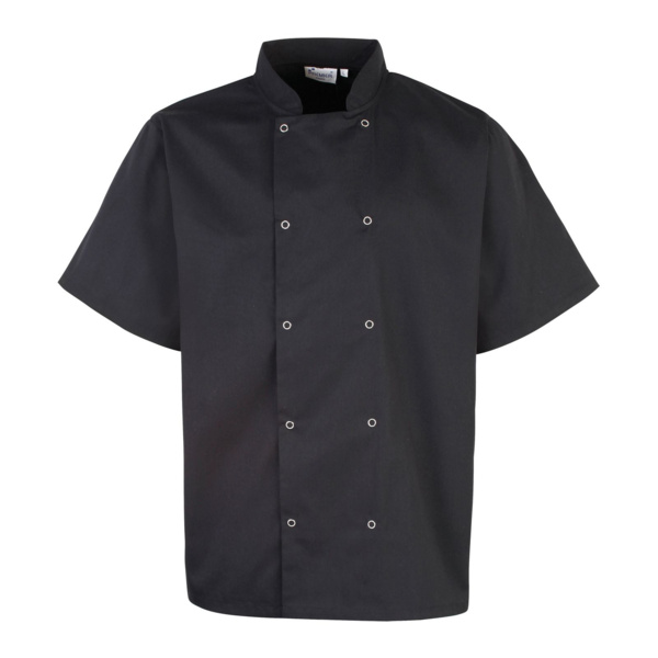 Studded front short sleeve chef's jacket Thumbnail